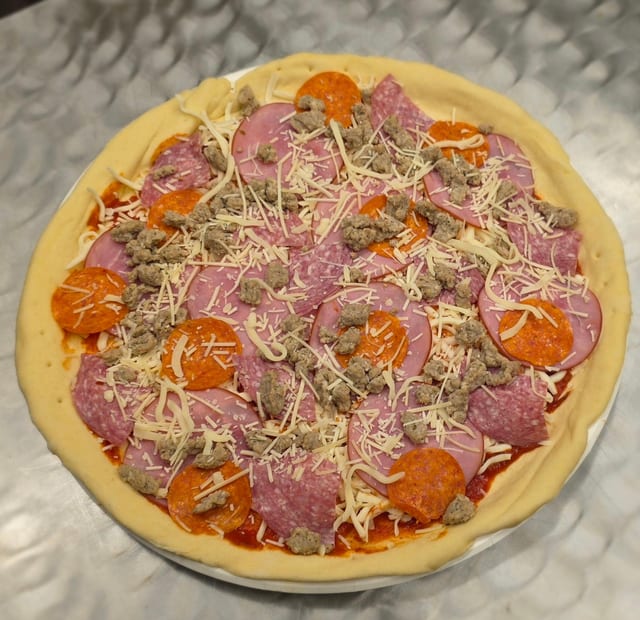 Miner's Meat Lovers Pizza.